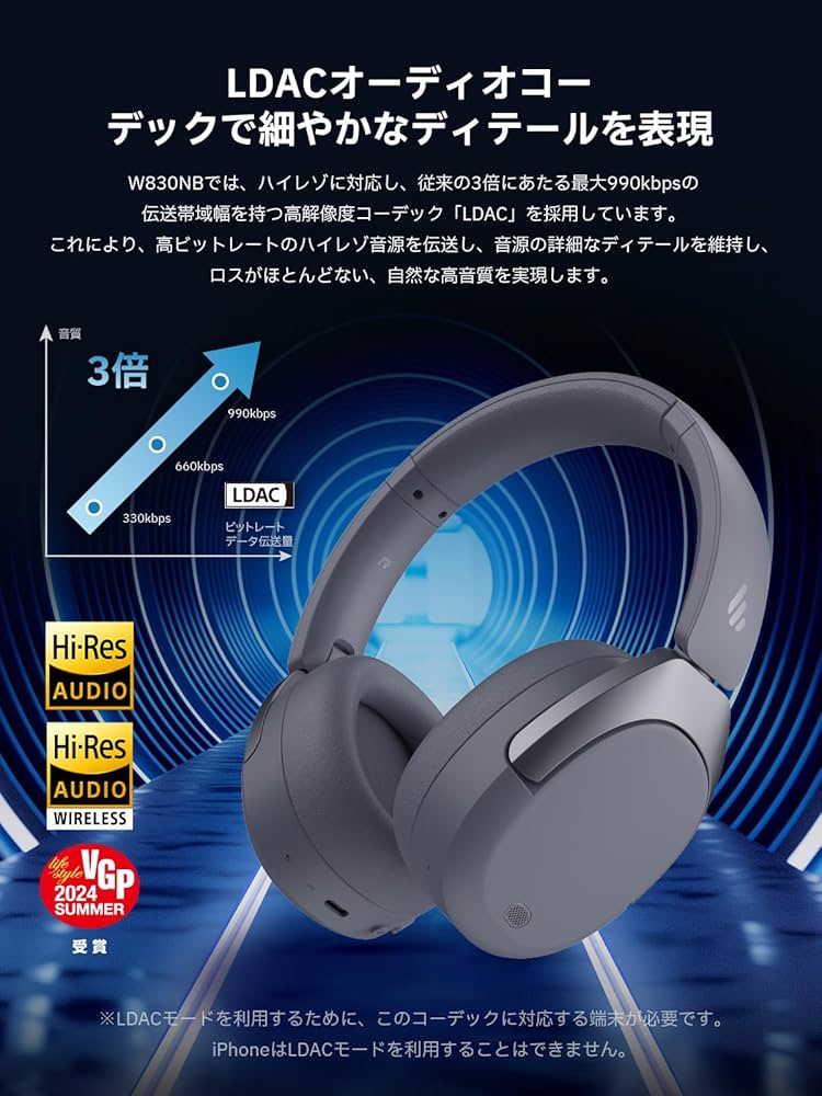 VGP2024】Edifier W830NB LDAC AAC ヘッドホン Amazon.co.jp: 「VGP2024」Edifier W830NB ワイヤレス ノイズ